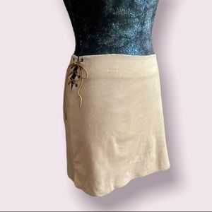 Umgee Tan Faux Suede Lace-Up Side Mini Skirt